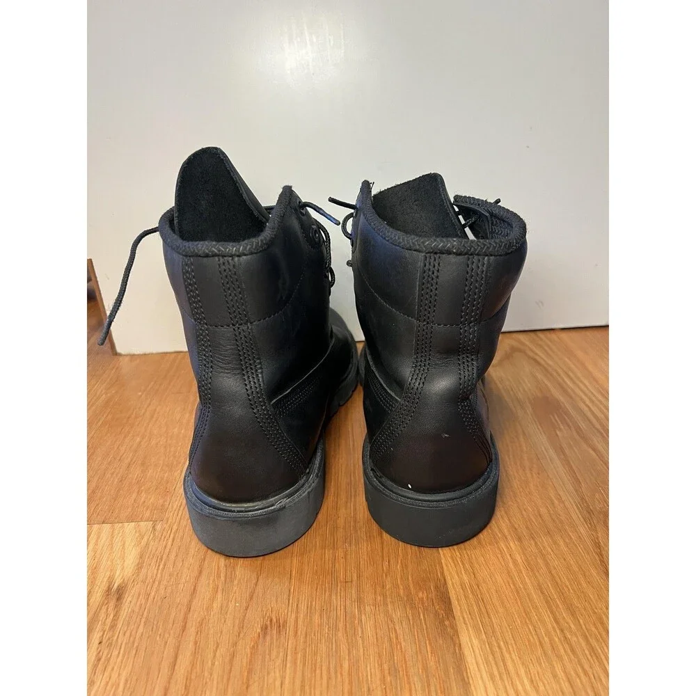 Timberland Boots Mens Size 7 Black Leather Lace Up Work Lug Sole Padded Collar